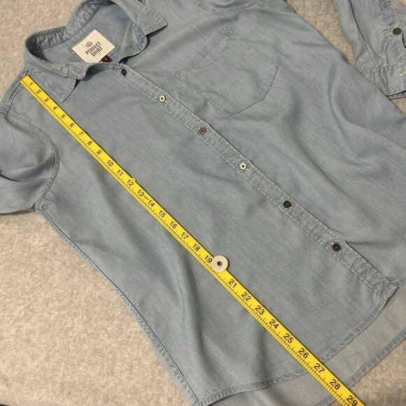 SO Favorite Shirt Chambray Blue Long Sleeve Tunic Large Lyocell Soft Lightweight - Picture 5 of 8